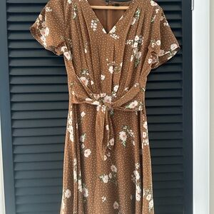 Ann Taylor Factory Brown Floral Midi Dress